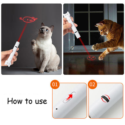 Infrared Projection USB Charging Funny Cat Pen - White