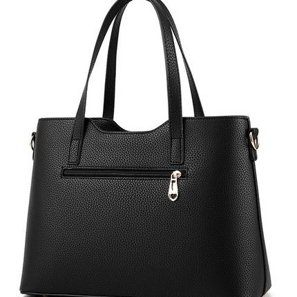 Two Pieces PU Leather Formal Bag Set - Black