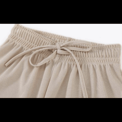 String Waist Solid Color Straight Loose Wear Women Trousers