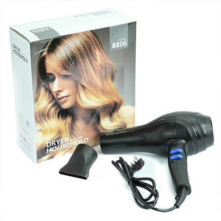 Black High Power 2 Speed Hair Dryer Blower Professional Styling Machine for Men and Women Quick and Easy Styling UK Plug