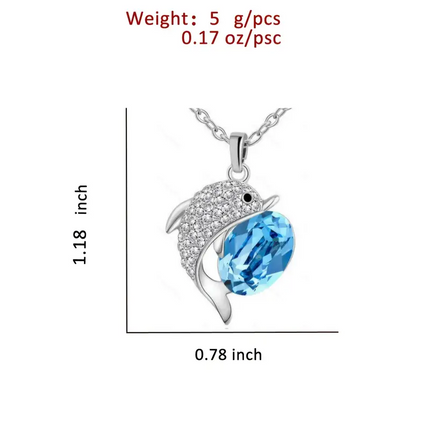 Women Elegant Versatile Dolphin Necklace - Blue