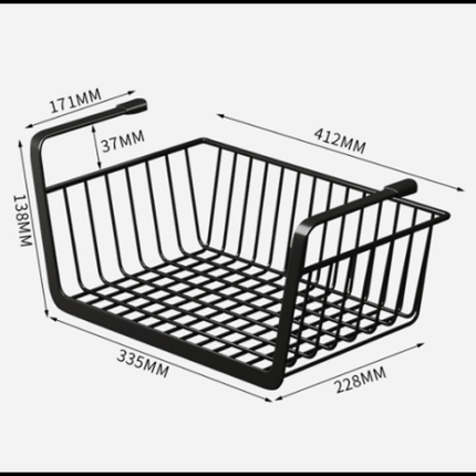 Under Shelf Hanging Extended Storage Rack Basket - Black